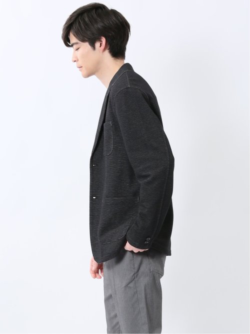 メランジ 裏ボーダー 2ボタンジャケット