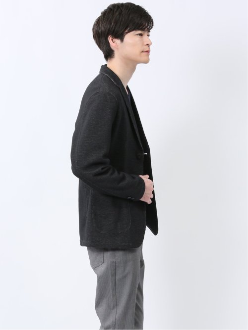 メランジ 裏ボーダー 2ボタンジャケット