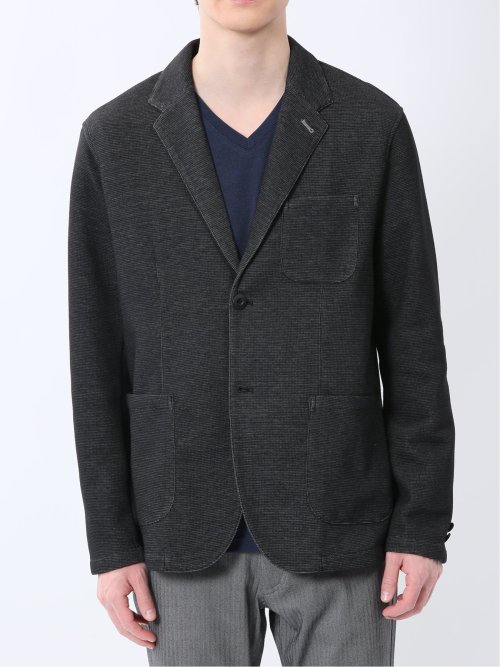 メランジ 裏ボーダー 2ボタンジャケット