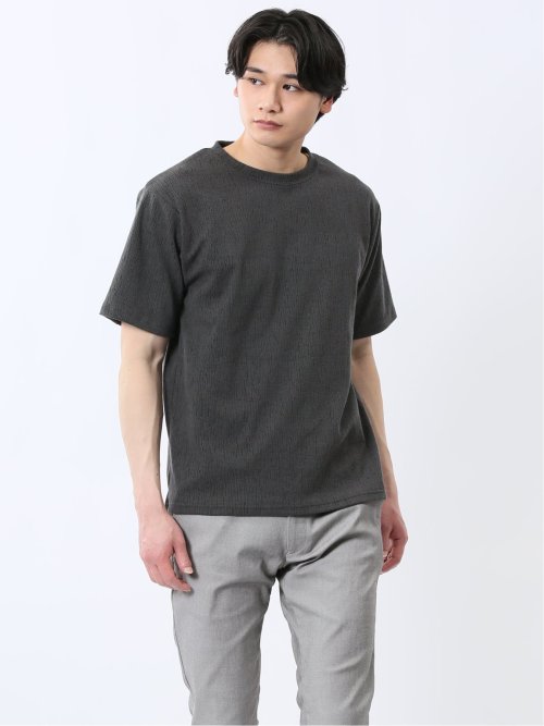 ジャガード クルーネック半袖Tシャツ