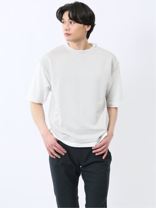 ベストレイヤード風 クルーネック半袖Tシャツ