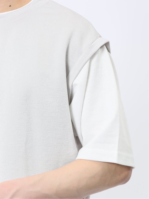 ベストレイヤード風 クルーネック半袖Tシャツ