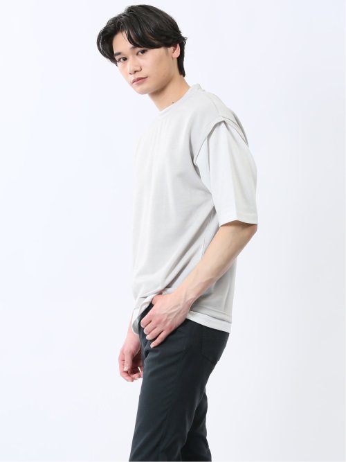 ベストレイヤード風 クルーネック半袖Tシャツ