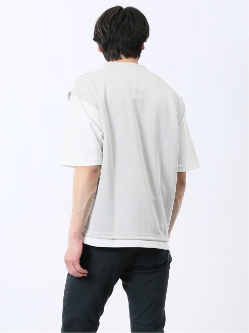 ベストレイヤード風 クルーネック半袖Tシャツ