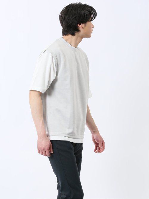 ベストレイヤード風 クルーネック半袖Tシャツ