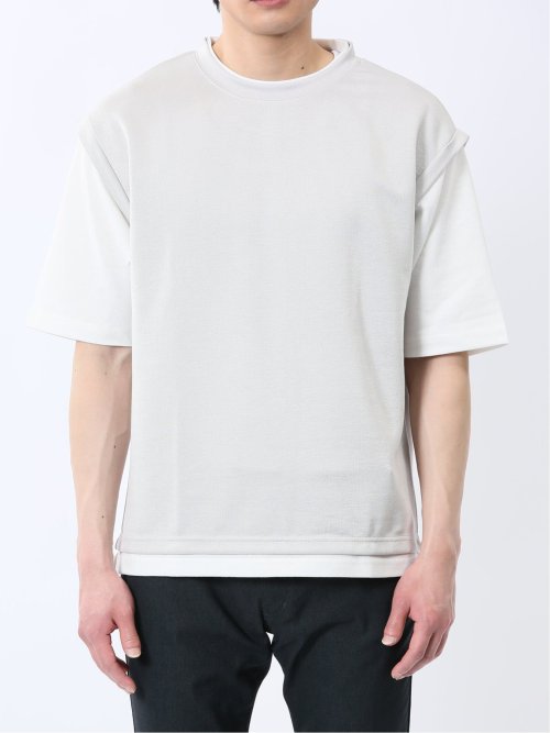 ベストレイヤード風 クルーネック半袖Tシャツ