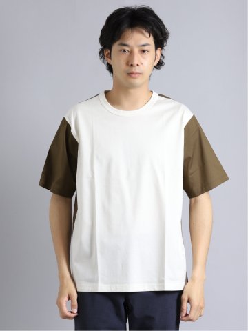 布帛切替 クルーネック半袖ゆるTシャツ