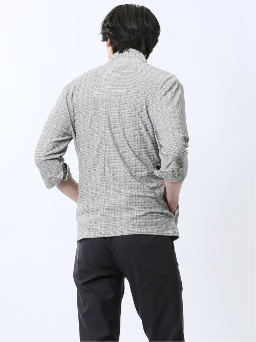 スタンドカラー 7分袖 カットジャケット