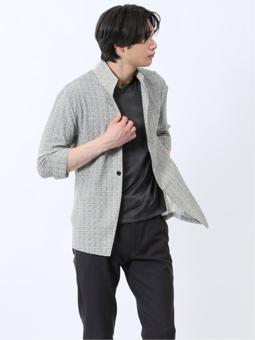 スタンドカラー 7分袖 カットジャケット