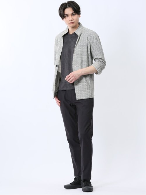 スタンドカラー 7分袖 カットジャケット