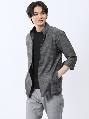 スタンドカラー 7分袖 カットジャケット