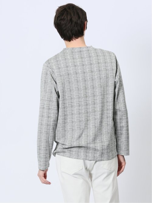 千鳥ジャガード クルーネック長袖Tシャツ