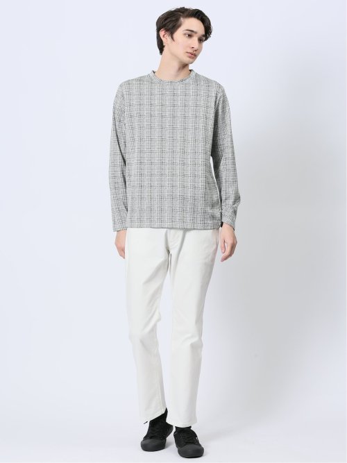 千鳥ジャガード クルーネック長袖Tシャツ