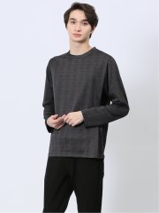 千鳥ジャガード クルーネック長袖Tシャツ