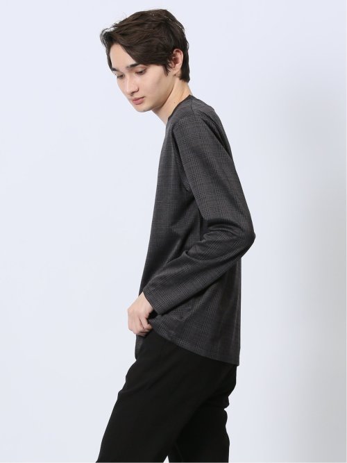 千鳥ジャガード クルーネック長袖Tシャツ