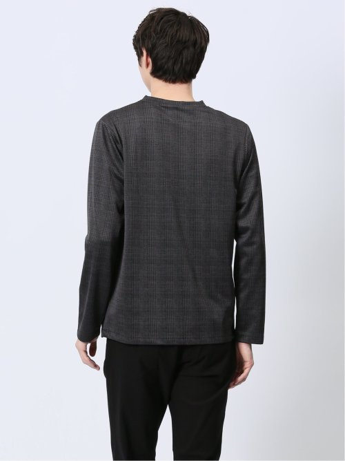 千鳥ジャガード クルーネック長袖Tシャツ