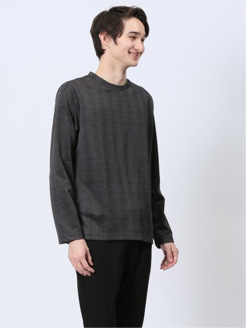 千鳥ジャガード クルーネック長袖Tシャツ