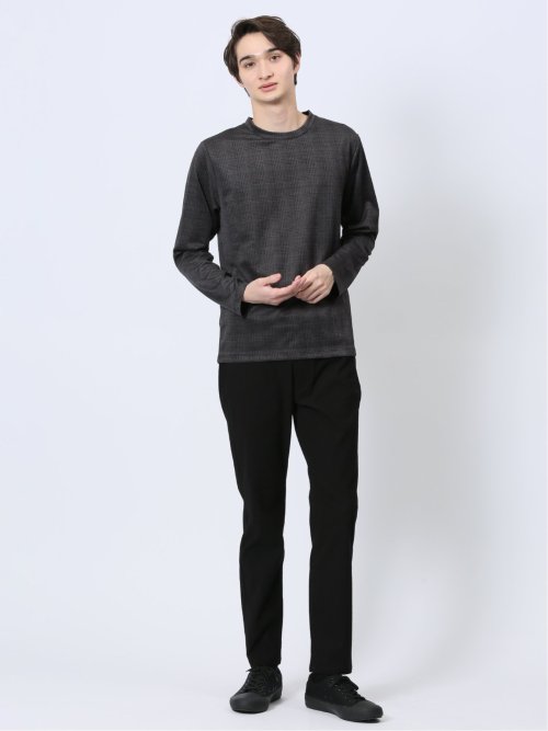 千鳥ジャガード クルーネック長袖Tシャツ