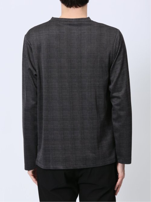 千鳥ジャガード クルーネック長袖Tシャツ