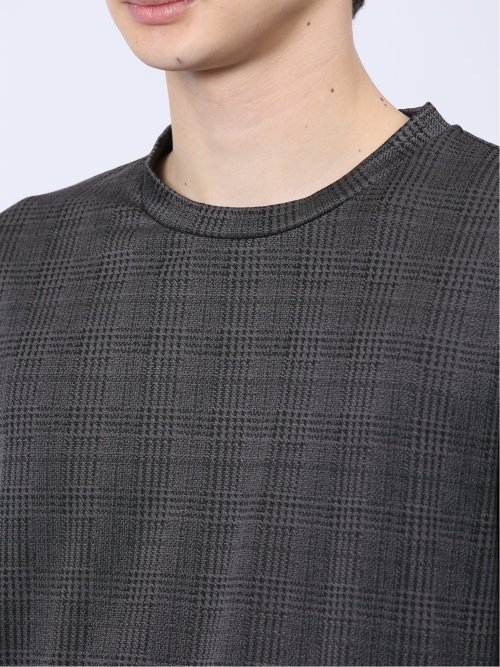 千鳥ジャガード クルーネック長袖Tシャツ