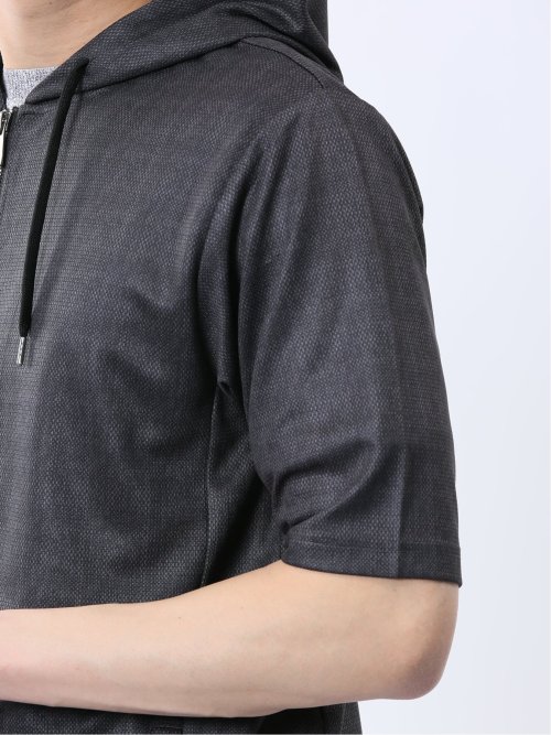 メランジ フルZIP 半袖パーカー