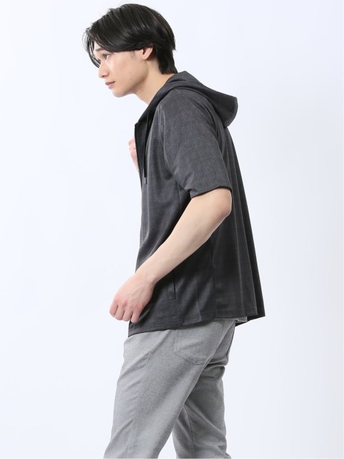 メランジ フルZIP 半袖パーカー