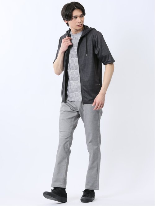 メランジ フルZIP 半袖パーカー