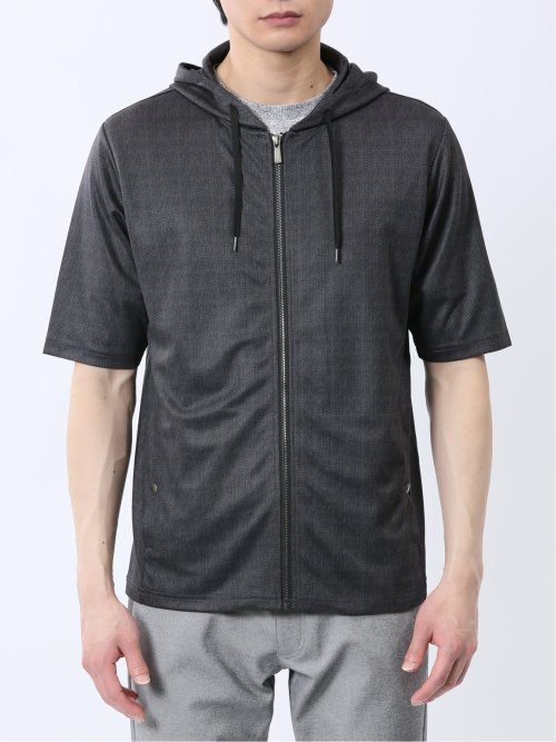 メランジ フルZIP 半袖パーカー
