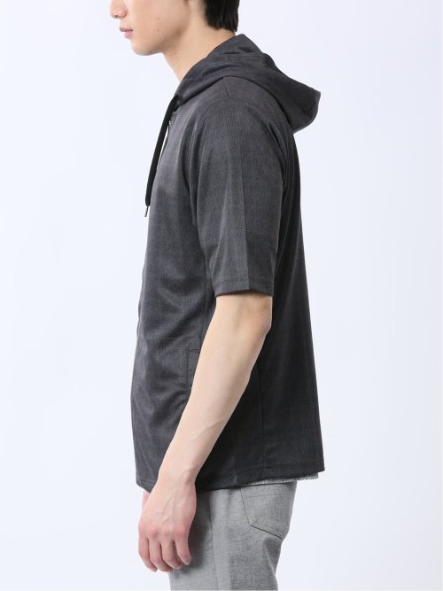 メランジ フルZIP 半袖パーカー