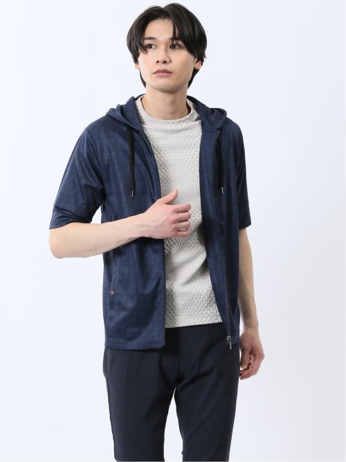 メランジ 半袖 フルジップパーカー 白黒 M｜メンズ｜タカキュー【公式