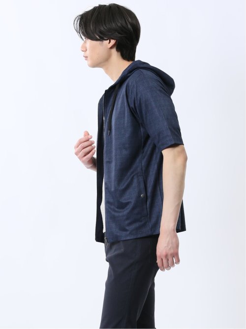 メランジ フルZIP 半袖パーカー