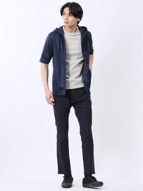 メランジ フルZIP 半袖パーカー