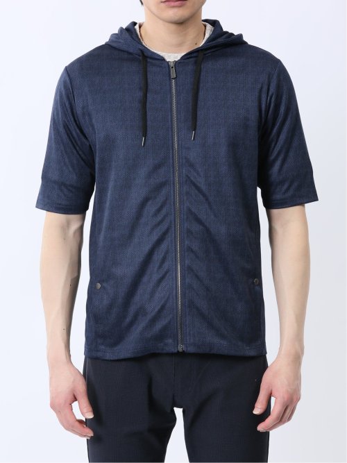 メランジ フルZIP 半袖パーカー