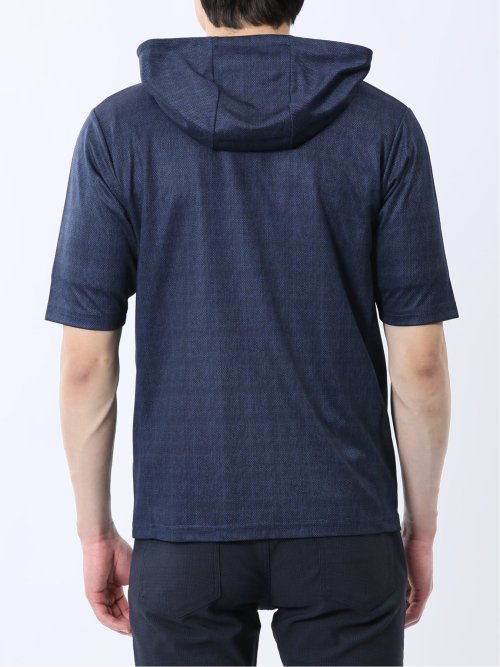 メランジ フルZIP 半袖パーカー