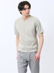 千鳥ジャガード Vネック半袖Tシャツ