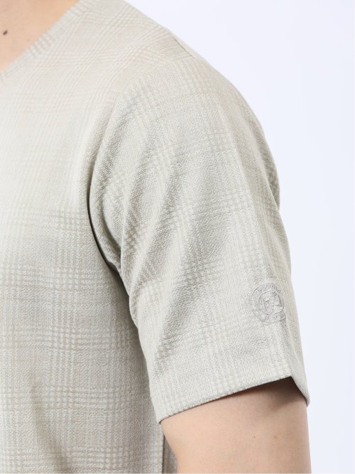 千鳥ジャガード Vネック半袖Tシャツ