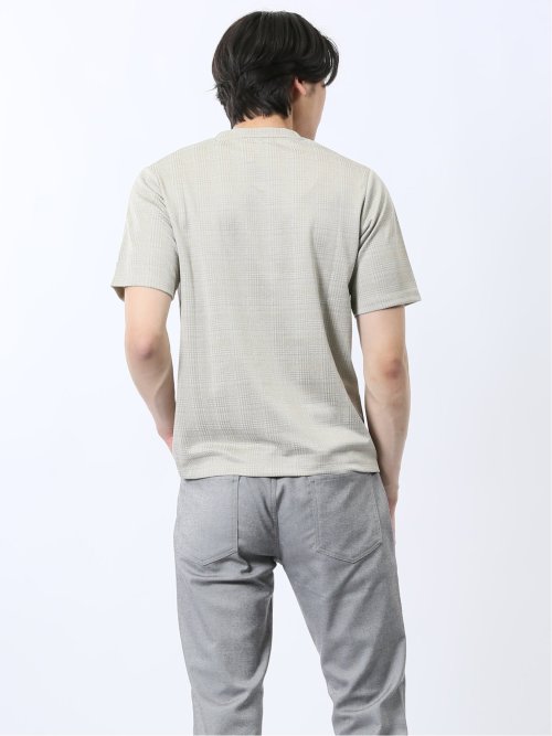 千鳥ジャガード Vネック半袖Tシャツ