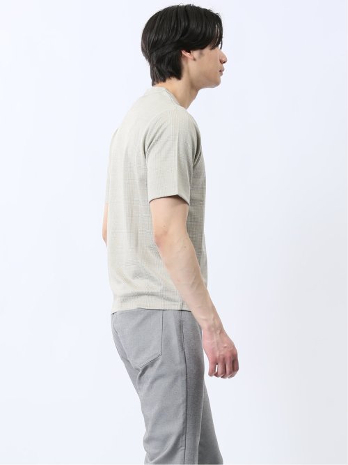 千鳥ジャガード Vネック半袖Tシャツ