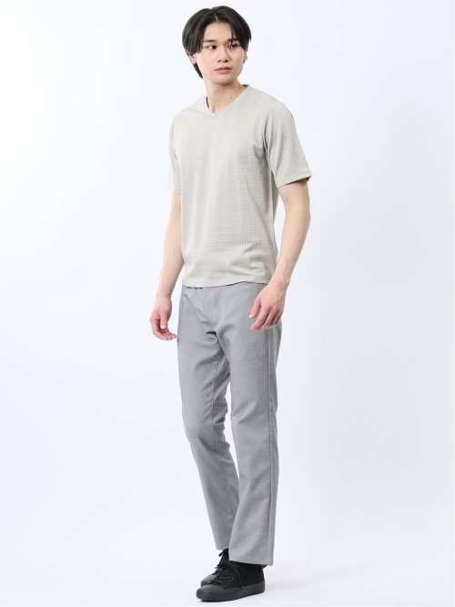 千鳥ジャガード Vネック半袖Tシャツ