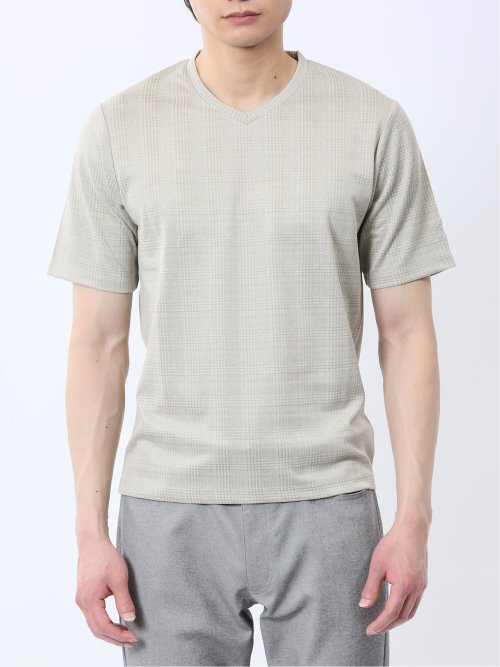 千鳥ジャガード Vネック半袖Tシャツ