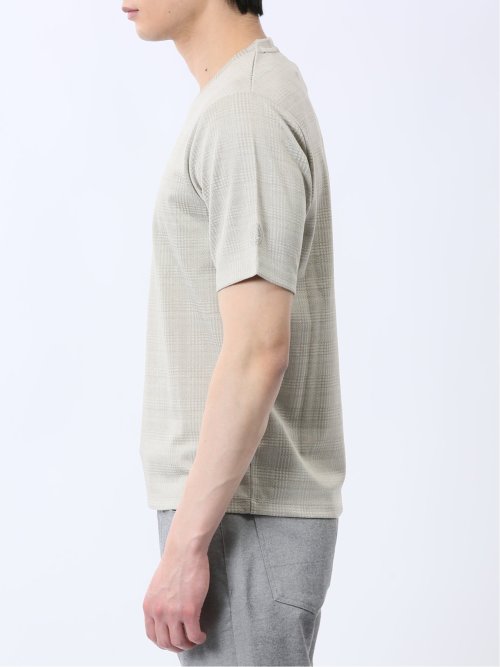 千鳥ジャガード Vネック半袖Tシャツ