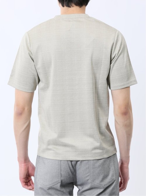 千鳥ジャガード Vネック半袖Tシャツ