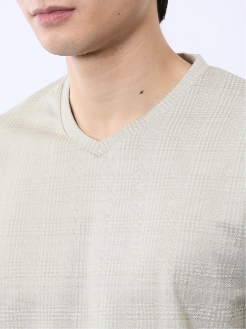 千鳥ジャガード Vネック半袖Tシャツ