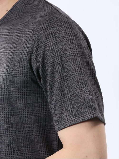 千鳥ジャガード Vネック半袖Tシャツ