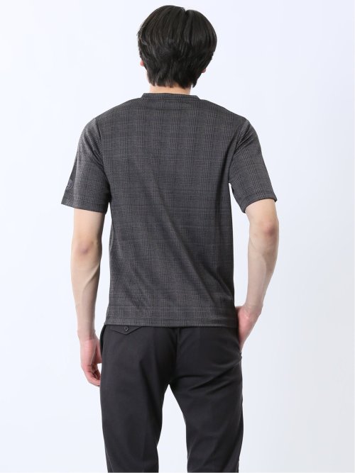 千鳥ジャガード Vネック半袖Tシャツ