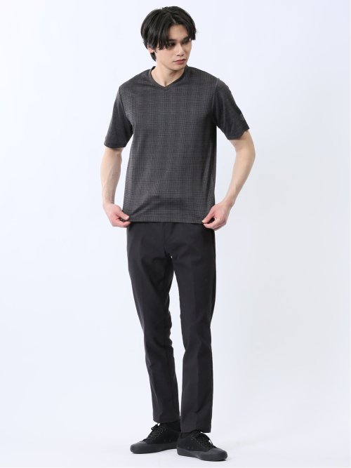 千鳥ジャガード Vネック半袖Tシャツ