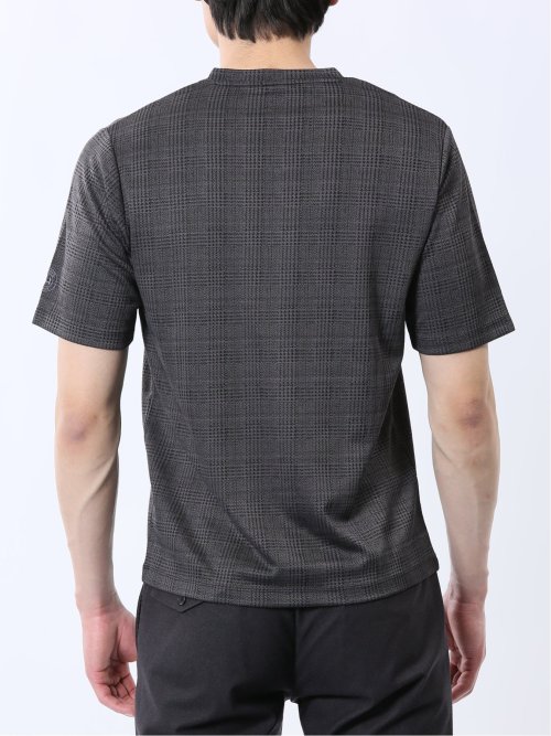 千鳥ジャガード Vネック半袖Tシャツ