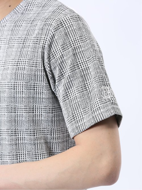 千鳥ジャガード Vネック半袖Tシャツ