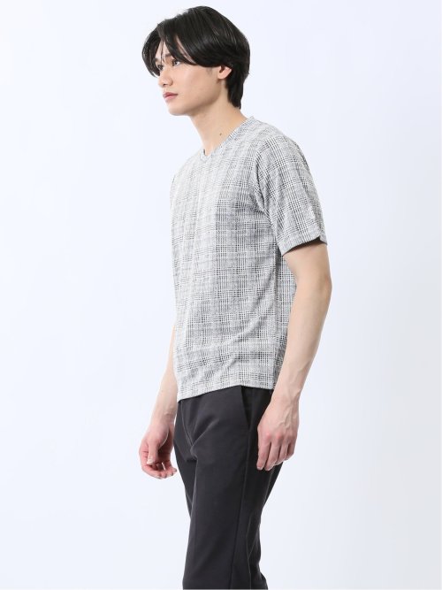 千鳥ジャガード Vネック半袖Tシャツ