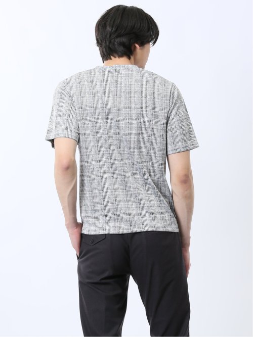 千鳥ジャガード Vネック半袖Tシャツ